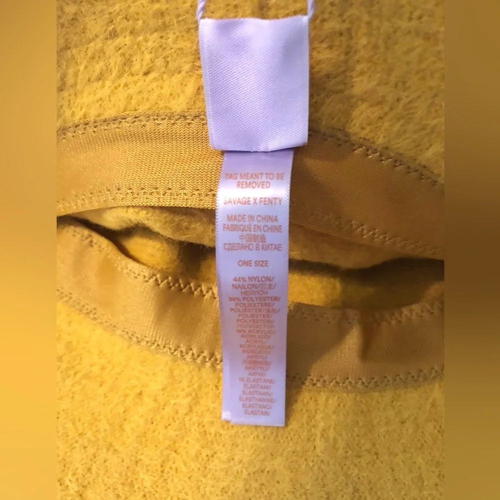NWT Savage X Fenty Fuzz Fit Knit Bucket Hat Gold Yellow